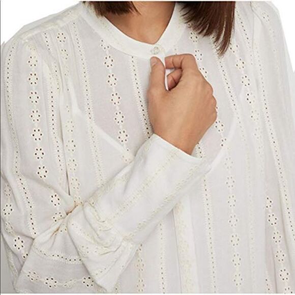 Bcbgmaxazria Long Sleeve Eyelet Handkerchief Hem Midi Dress Gardenia Ivory S - Picture 4 of 4